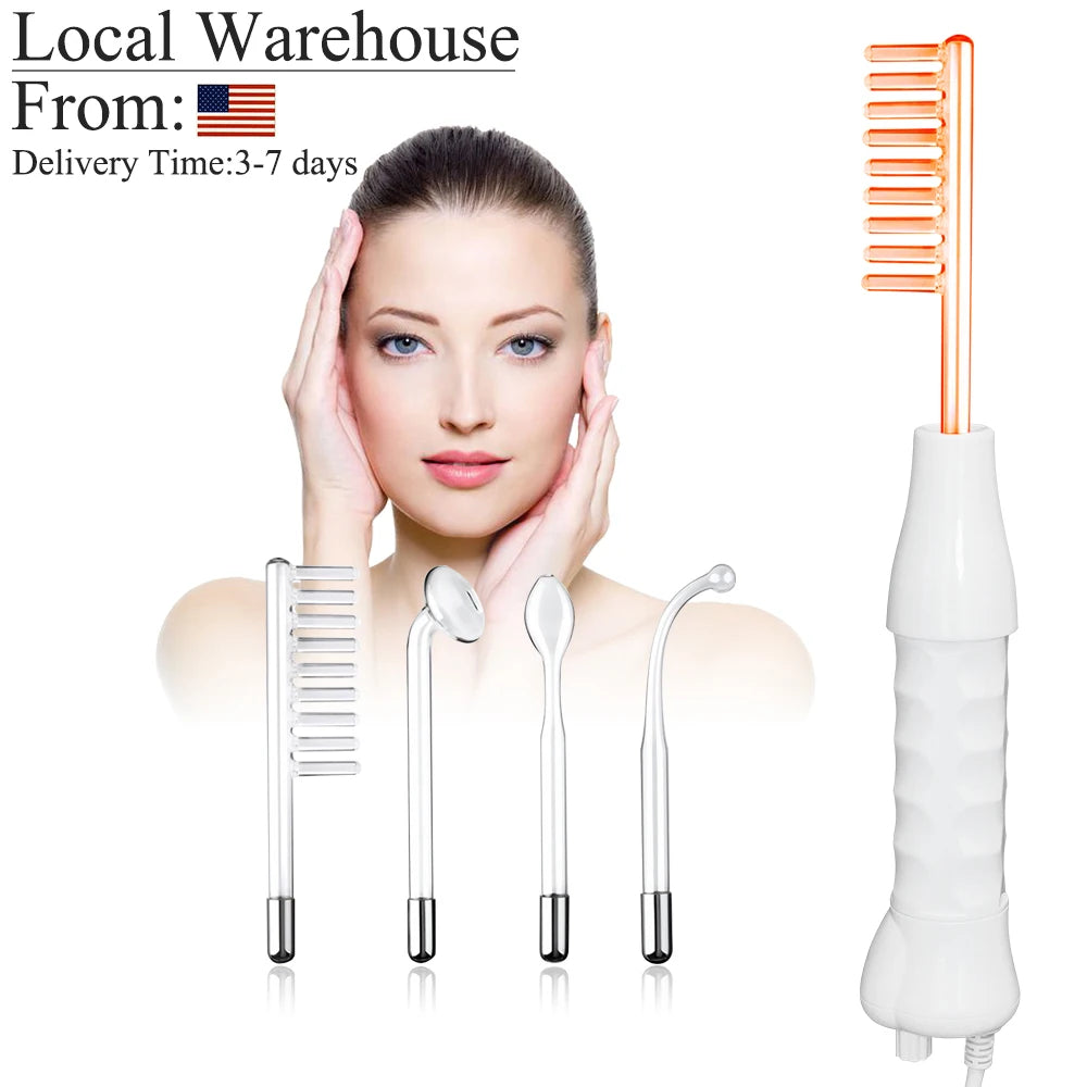 4 in 1 High Frequency Appliance Electrode Tube Wand Electrotherapy Skin Care Facial Spa Tightening Acne Spot Wrinkles Remover