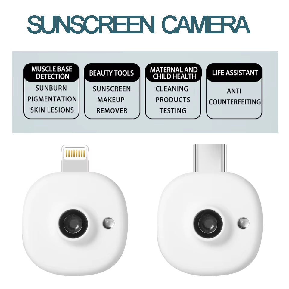 Mini UV Camera for Iphone Android Phone Visible Facial Sunscreen Protection Portable UV Camera for Sunscreen Test